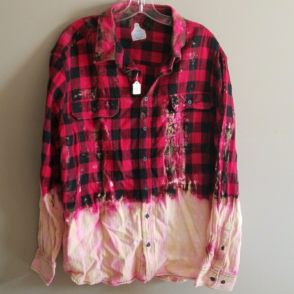 Distressed Flannel *red/pink*